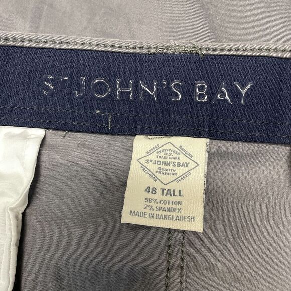 NWT St. John's Bay Men Flat Front Chino Shorts Size 48 Tall Gray B371 -23 - Picture 10 of 16